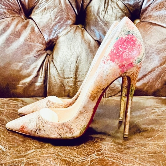 Christian Louboutin So Kate, Multicolor paint splash cork Glitter Pumps, EU 39 - Picture 10 of 10